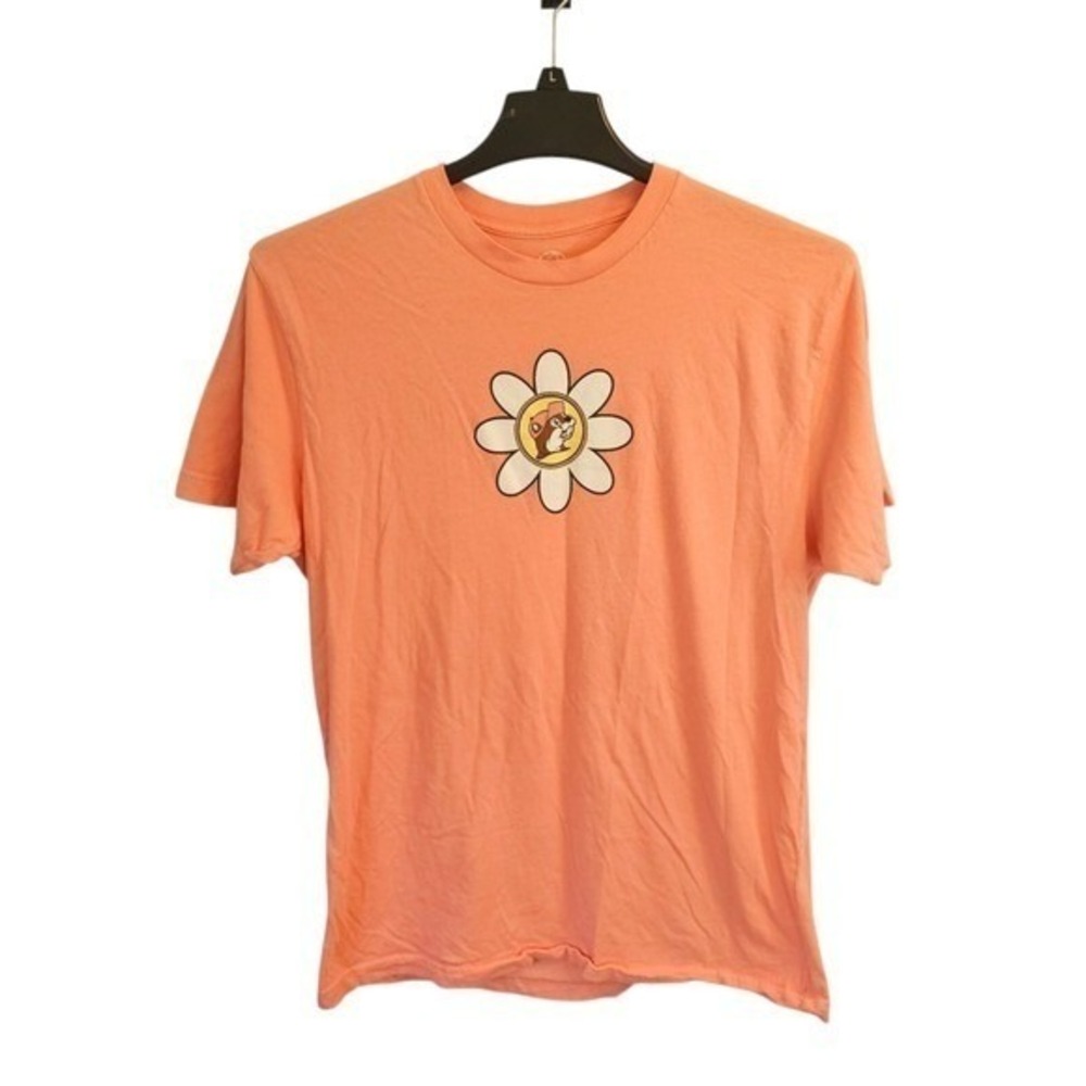 Buc-ees More Worry Less‎ Orange Colorful Daisy Sun Hippie Summer Tee Shirt Large